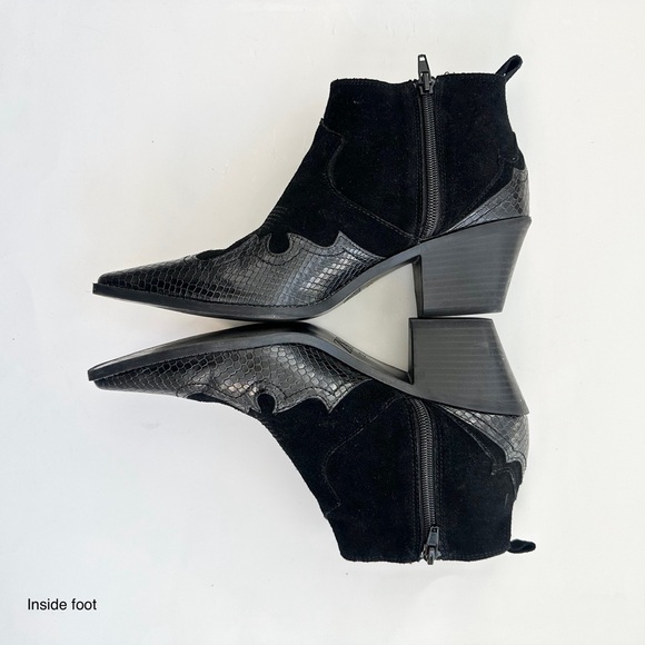 ZARA | SPLIT SUEDE WESTERN COWBOY ANKLES BOOTS SNAKE SKIN EMBOSSED SIDE ZIPPER - Picture 6 of 11